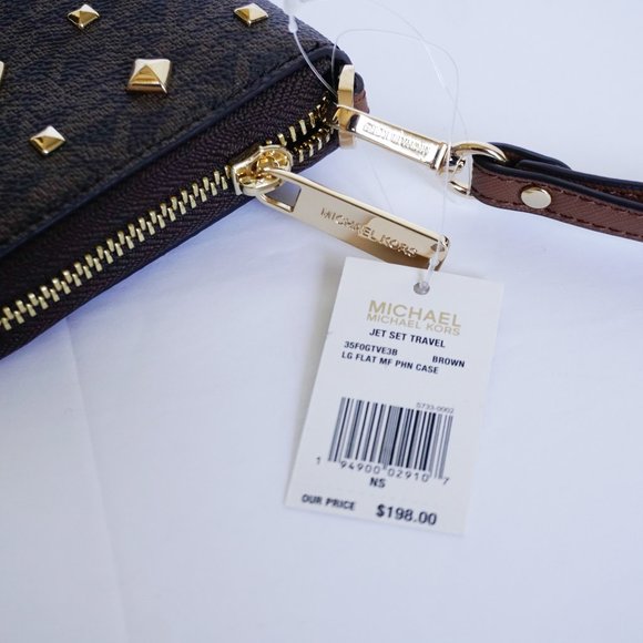 Michael Kors JST Phone Case Wristlet MK Brown Stud - Picture 8 of 10